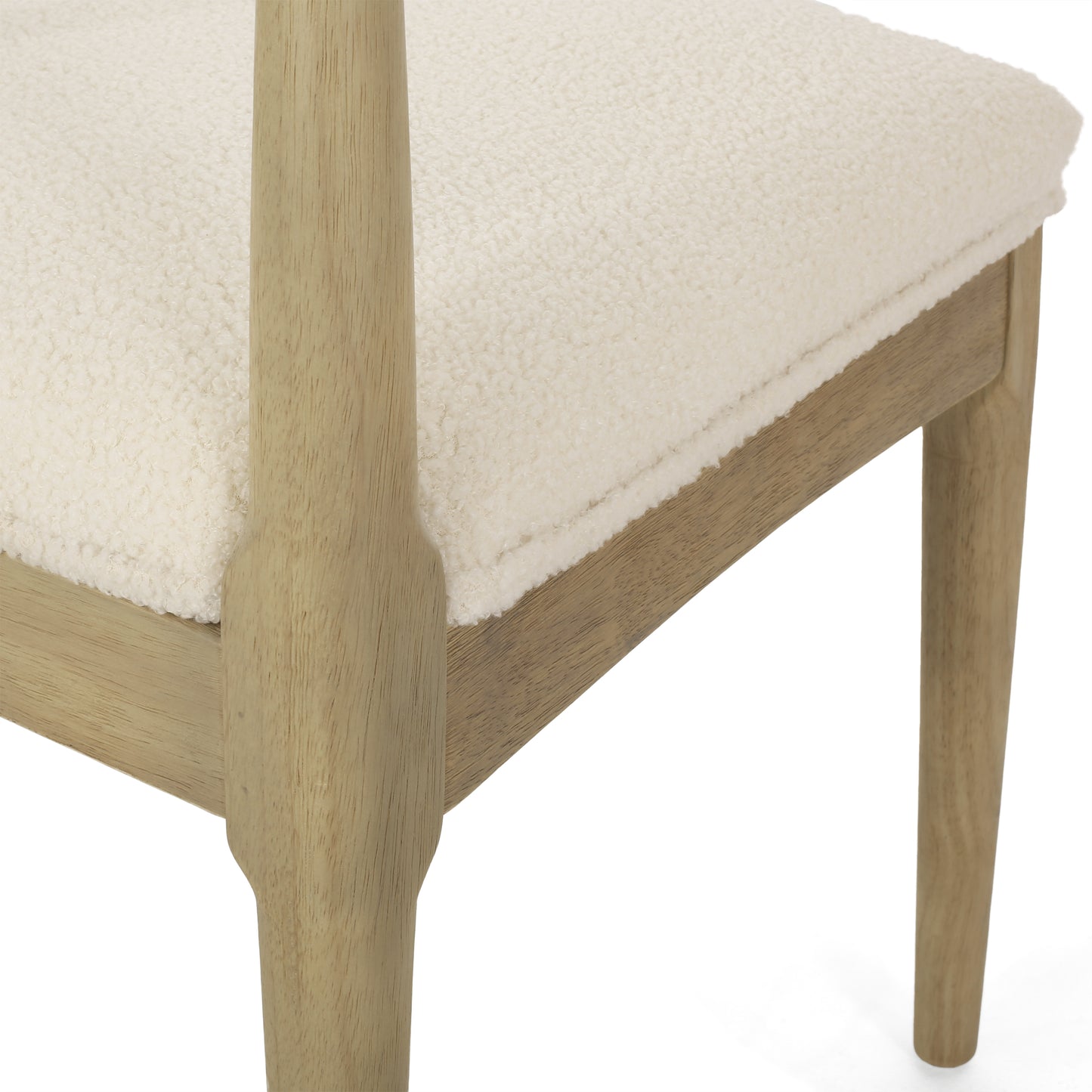 Mid-Century Modern Dining Chair Set of 2 - Ivory Upholstered