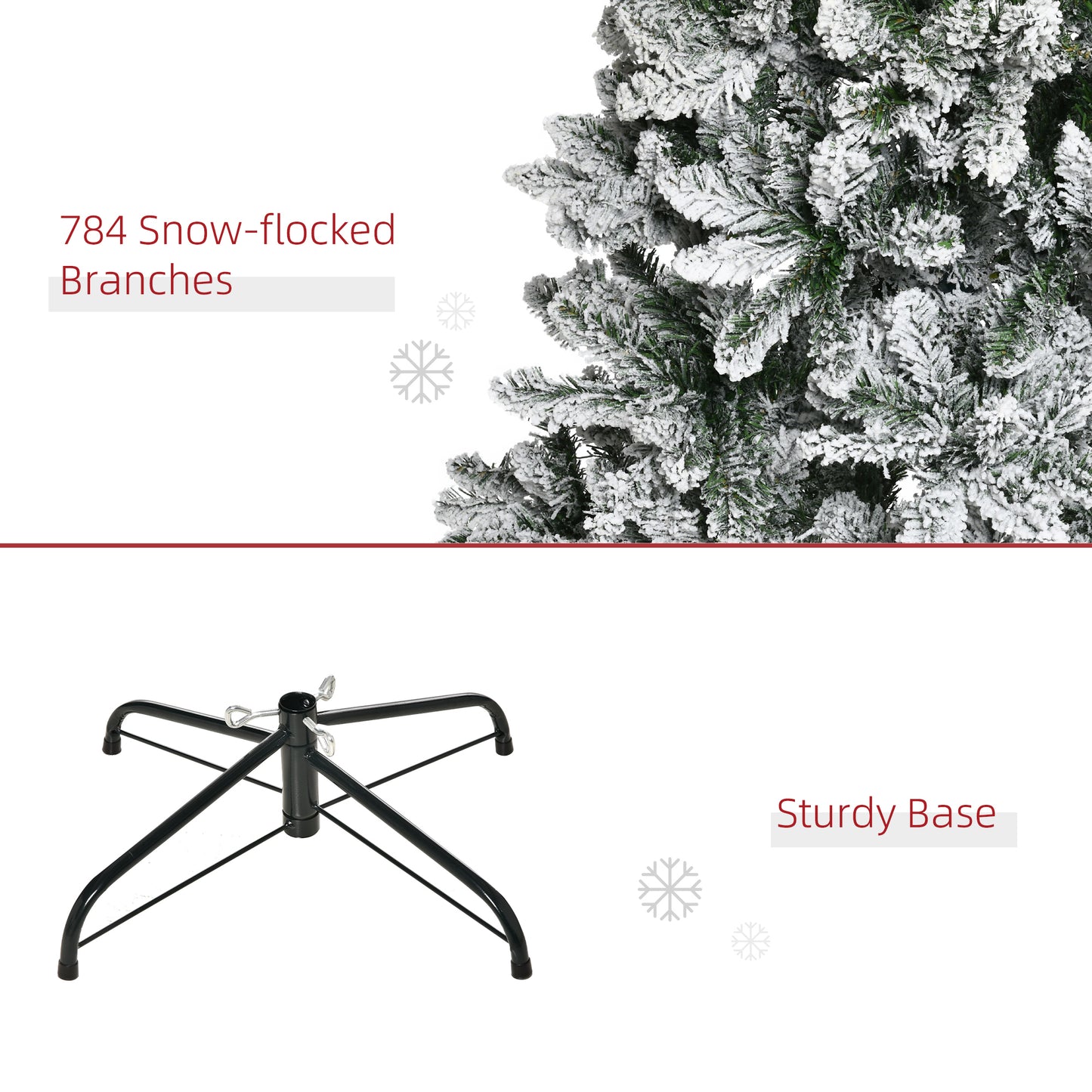 9ft Snow-Flocked Slim Pine Artificial Christmas Tree - Green