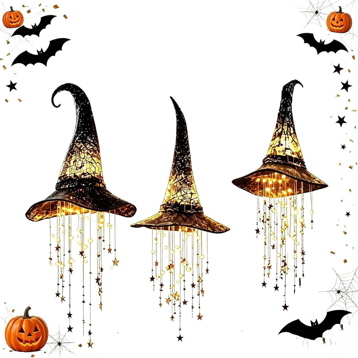 Glowing Witch Hat Hanging Bell Craft for Home and Garden Decor