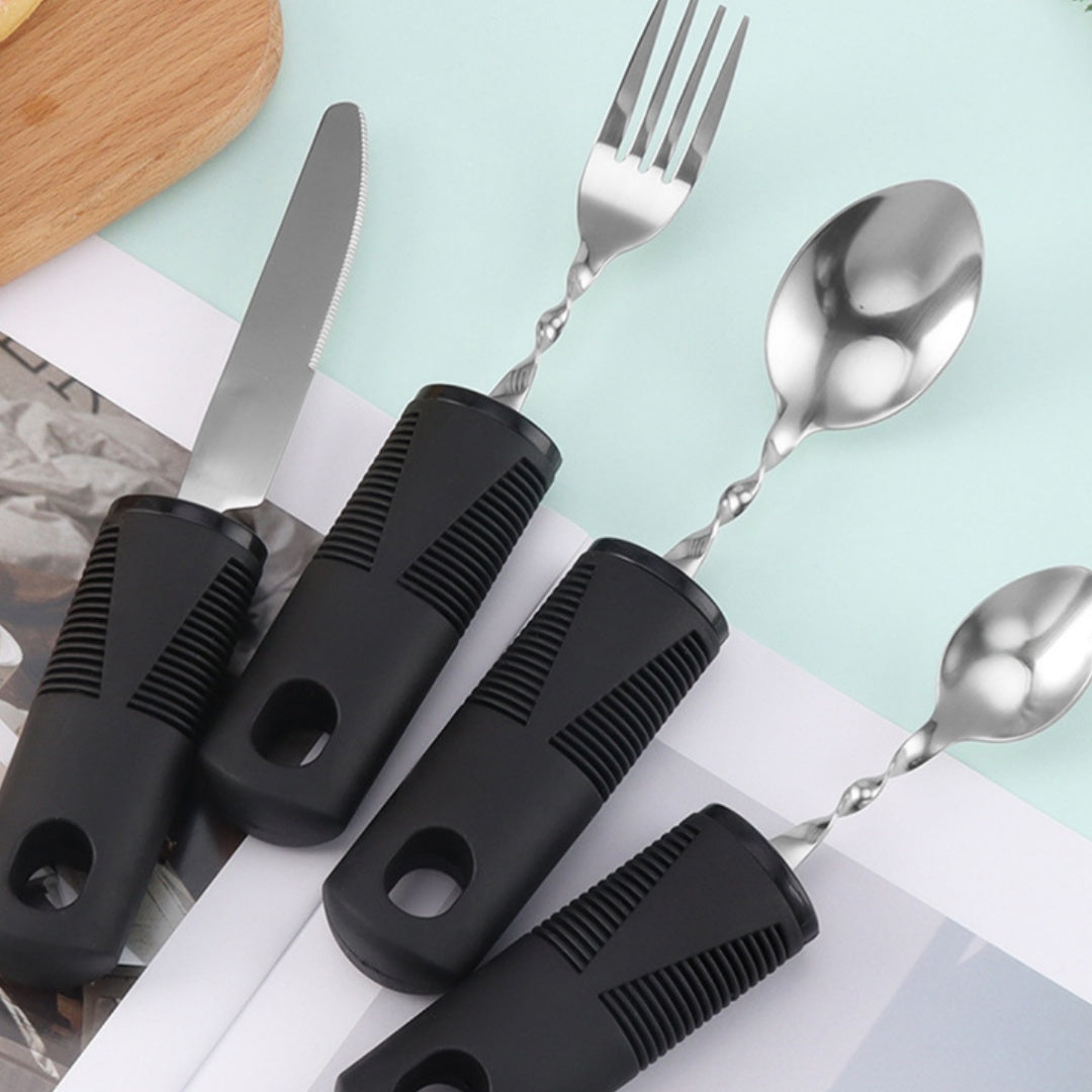 Stainless Steel 4-Piece Flatware Set - Knife Fork Spoon Dining Cutlery