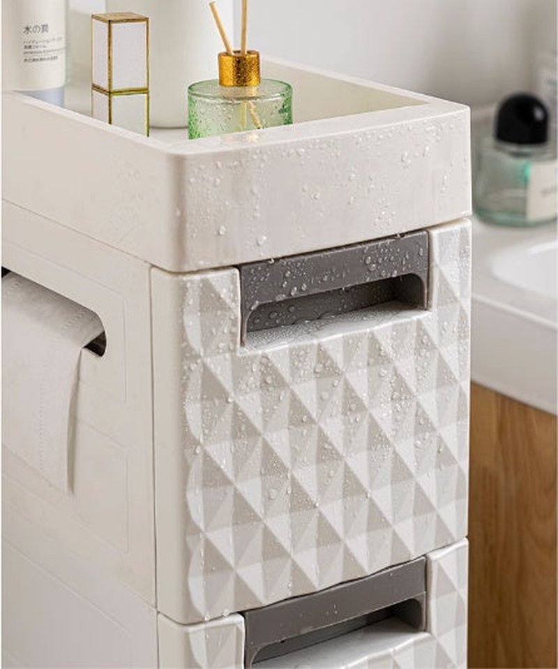 Plastic Multi-Layer Corner Toilet Storage Shelf Bathroom Organizer with Wheels