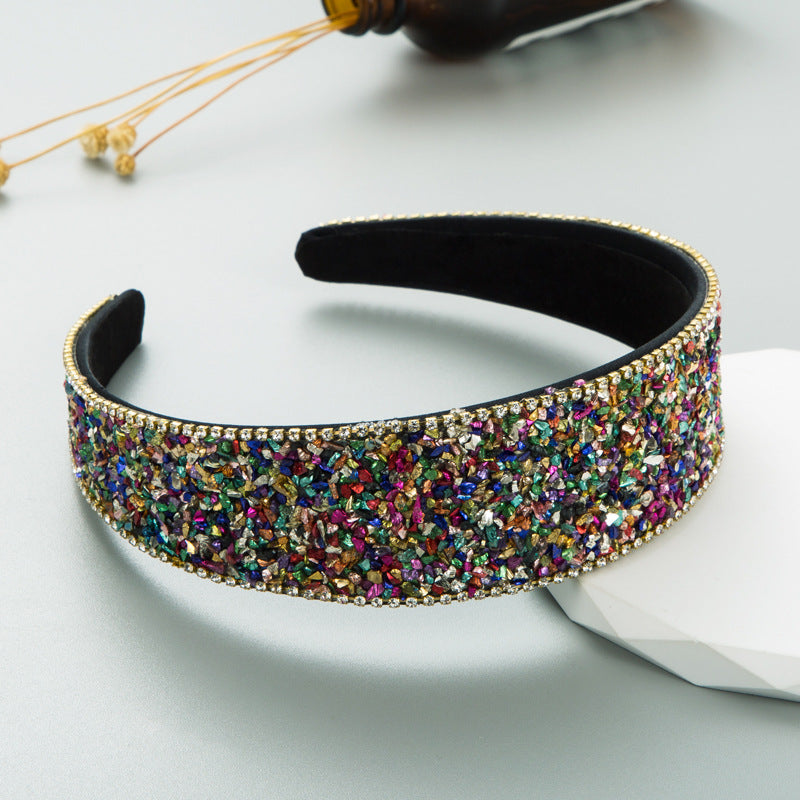 Elegant Rhinestone Wide-Brim Hair Band - Korean Style Hair Accessory