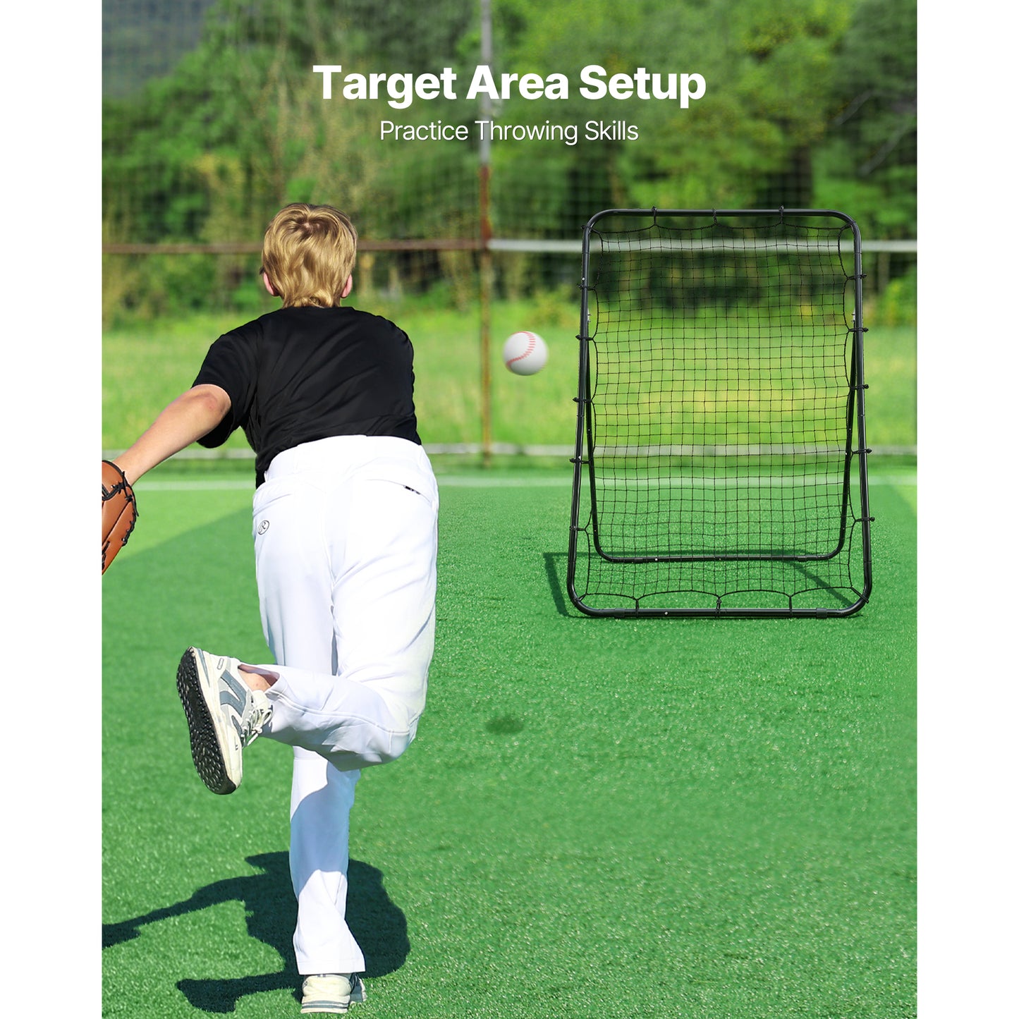 Baseball Softball Rebounder Net 4x6 ft Pitch Back Trainer with Adjustable Angles