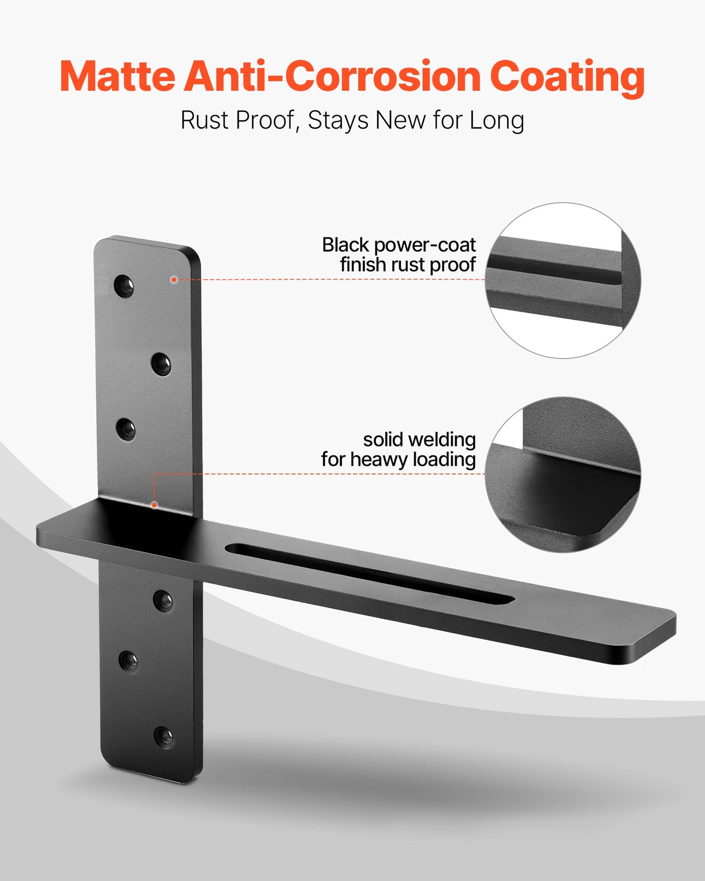 Heavy Duty Floating Shelf Brackets 14 Inch Black Set of 2