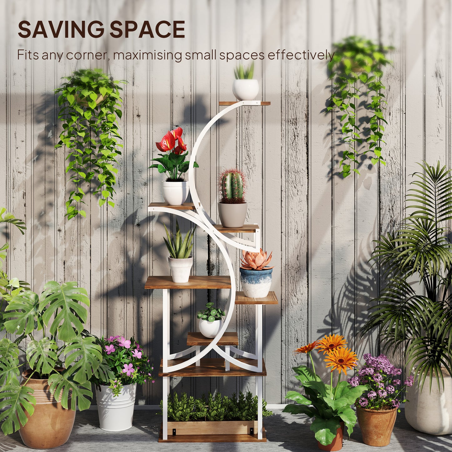 8-Tier S-Shaped Indoor Plant Stand - Carbonized Finish