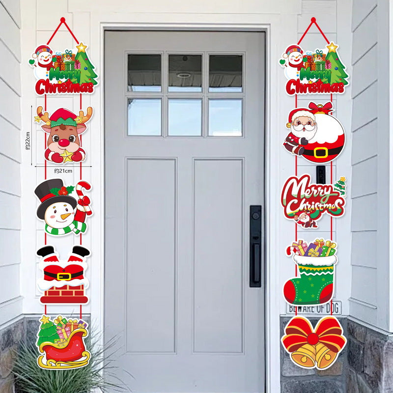Christmas Scene Door Curtain Decor Cartoon Holiday Festive Hanging Ornament