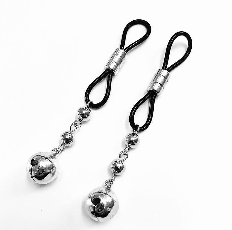 Silicone Nipple Rings for Adults, Black & Silver White, 1 Pair