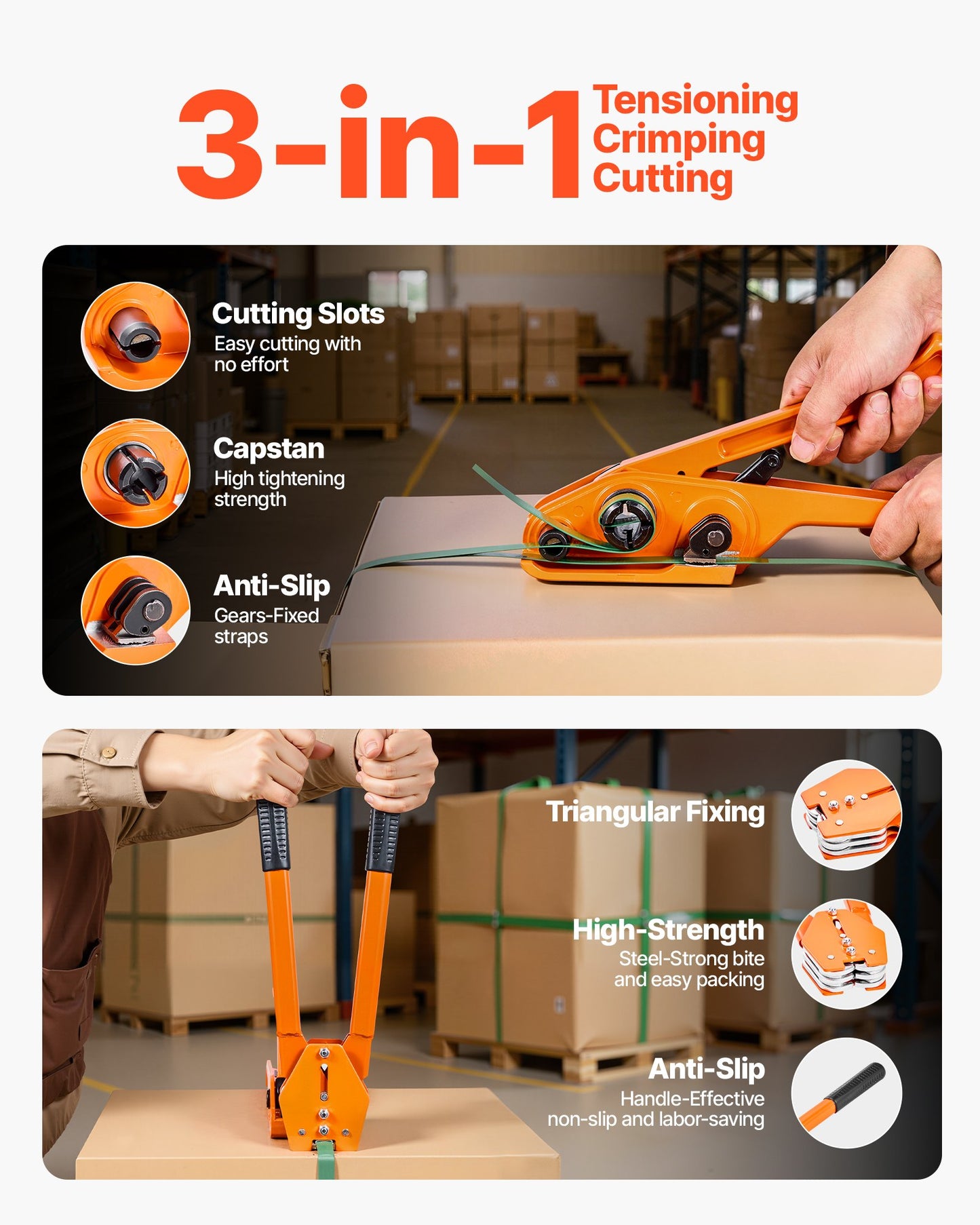 Heavy Duty Strapping Kit with Sealer and 1000ft PET Band for Warehouse Shipping