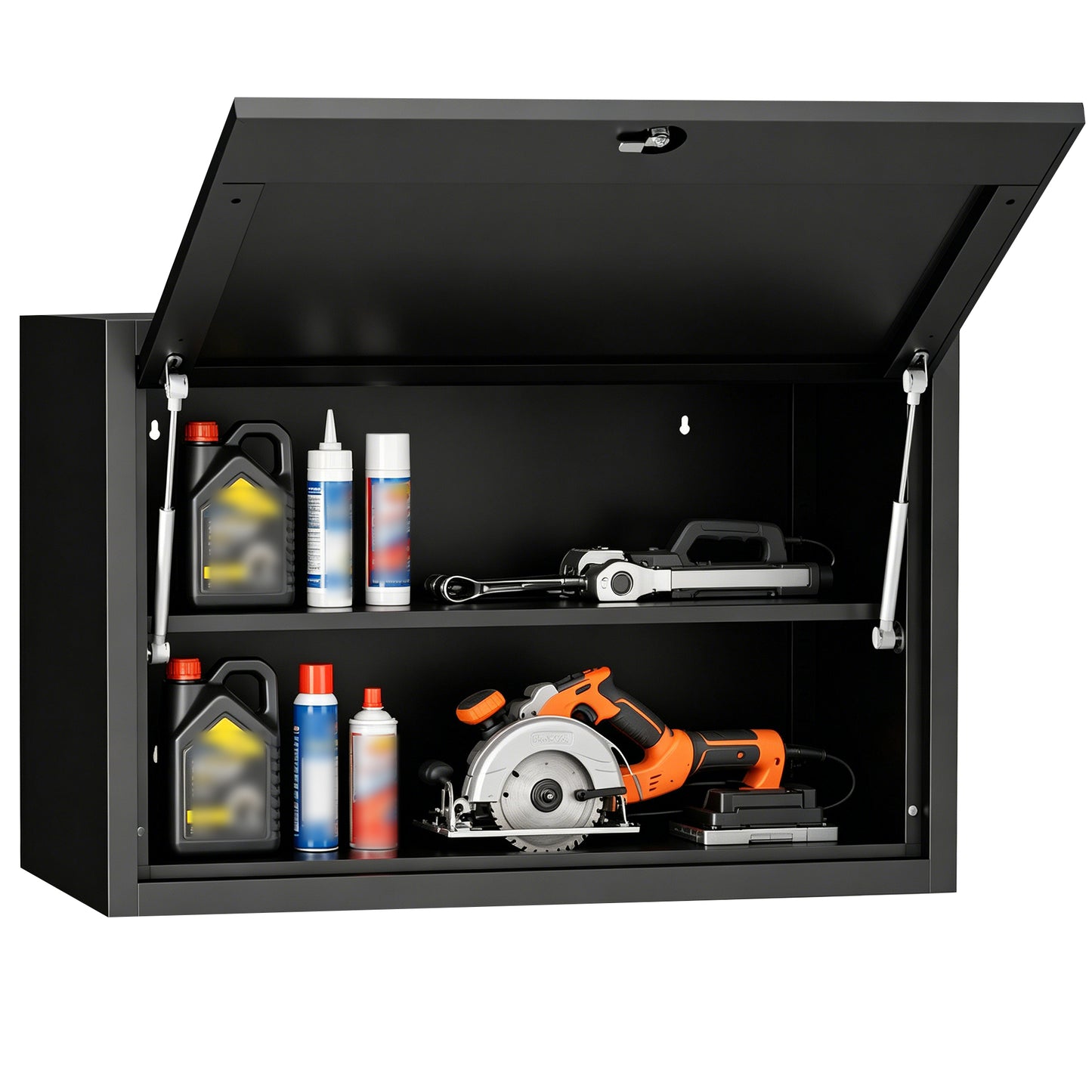 Heavy Duty Wall Mounted Metal Tool Storage Cabinet - Black