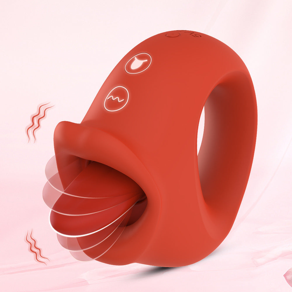 Vibrating Masturbation Device with Red & Pink Silicone - Adult Wellness