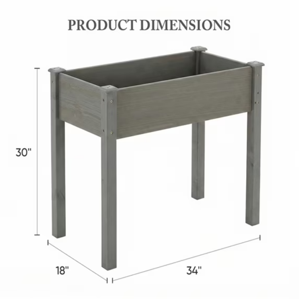 Cedar Garden Bed with Non-Woven Liner and Drainage - 34x18x30 Inches