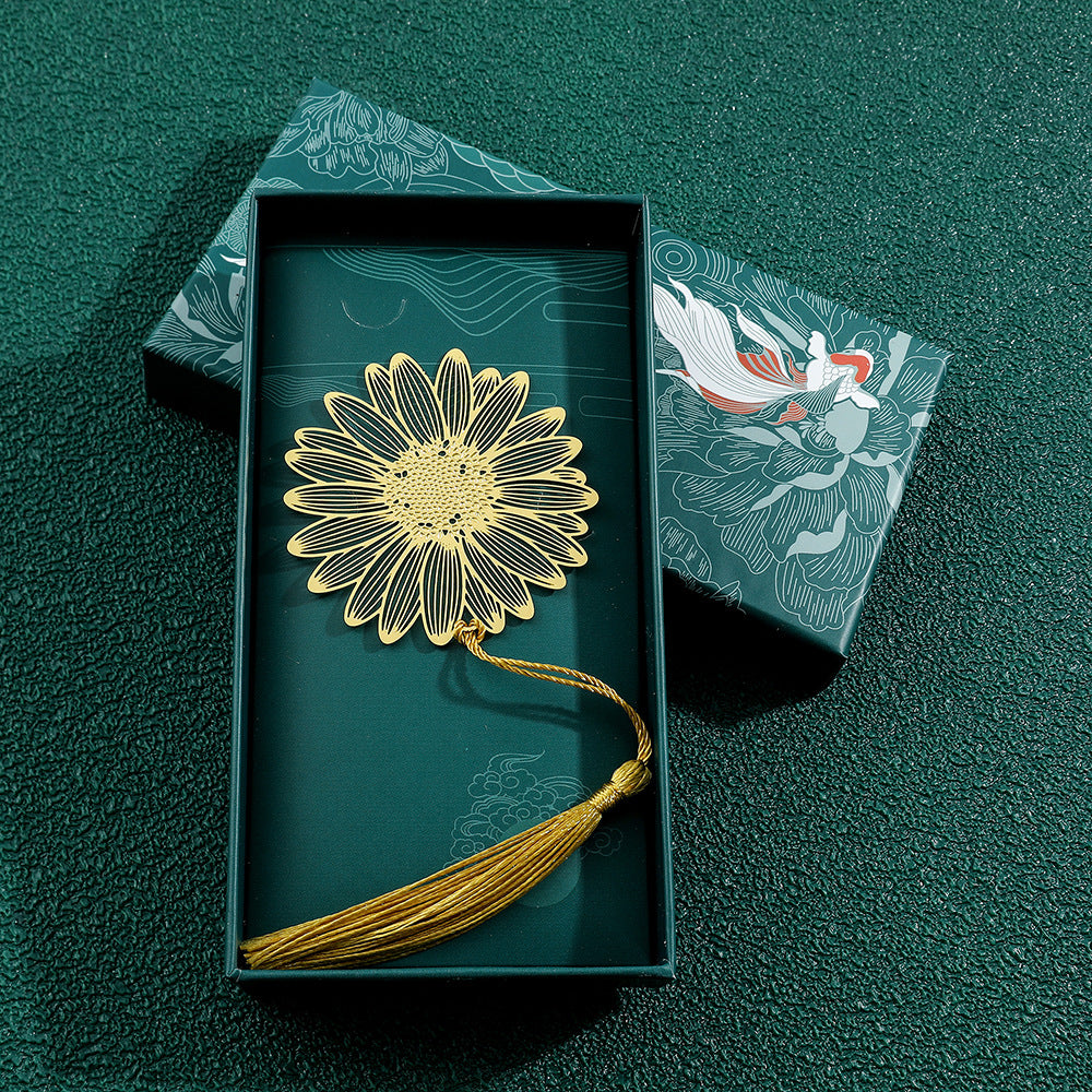Metal Leaf Vein Bookmark - Classical Art Style, Four Seasons Plant Design