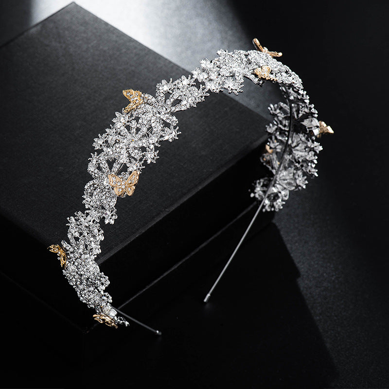 Bride Crown Hair Hoop with White Crystals