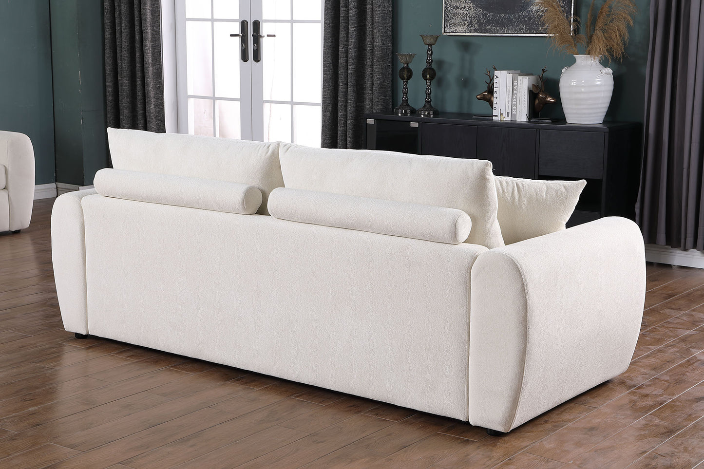 Beige Modern Minimalist 3-Seat Sofa - Comfortable Design