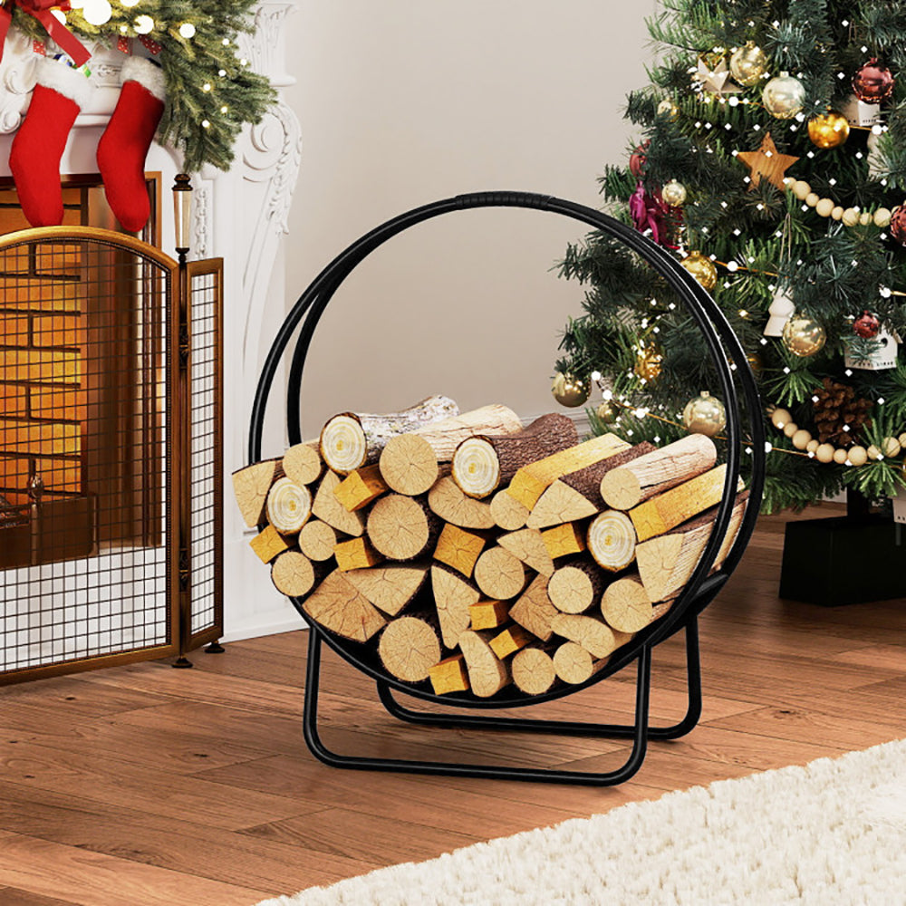 Firewood Log Hoop 20 Inch Round Heavy-duty Metal Curved Rack With