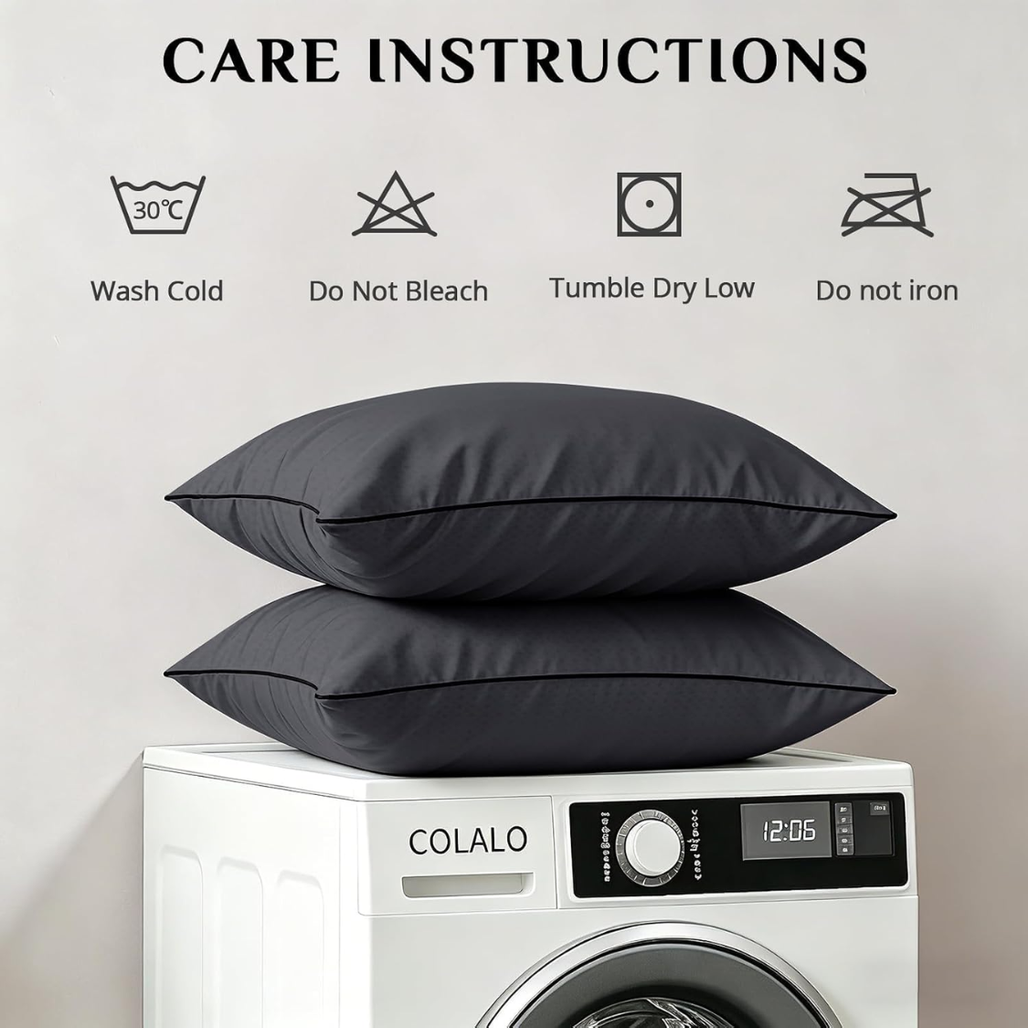 Queen Size Support Pillow Set - Firm Down Alternative for Side & Back Sleepers