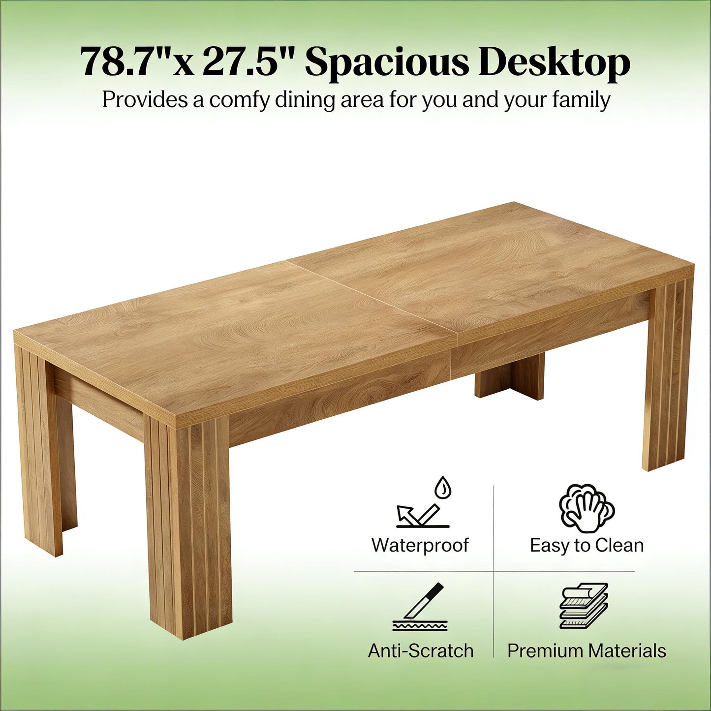 Spacious Farmhouse Dining Table - Vintage Brown Finish