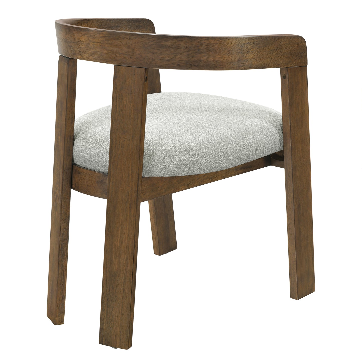 Set of 2 Modern Barrel Dining Chairs - Upholstered Rubber Wood Frame
