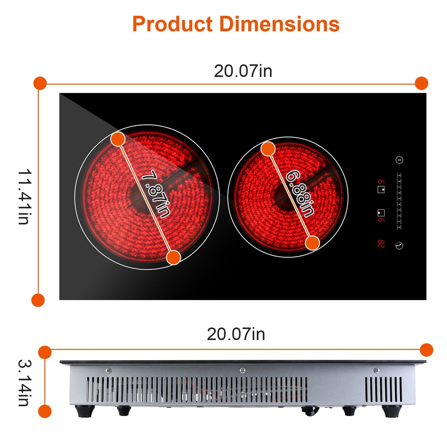 Dual Induction Electric Cooktop 1900W with Timer & Safety Features - Black