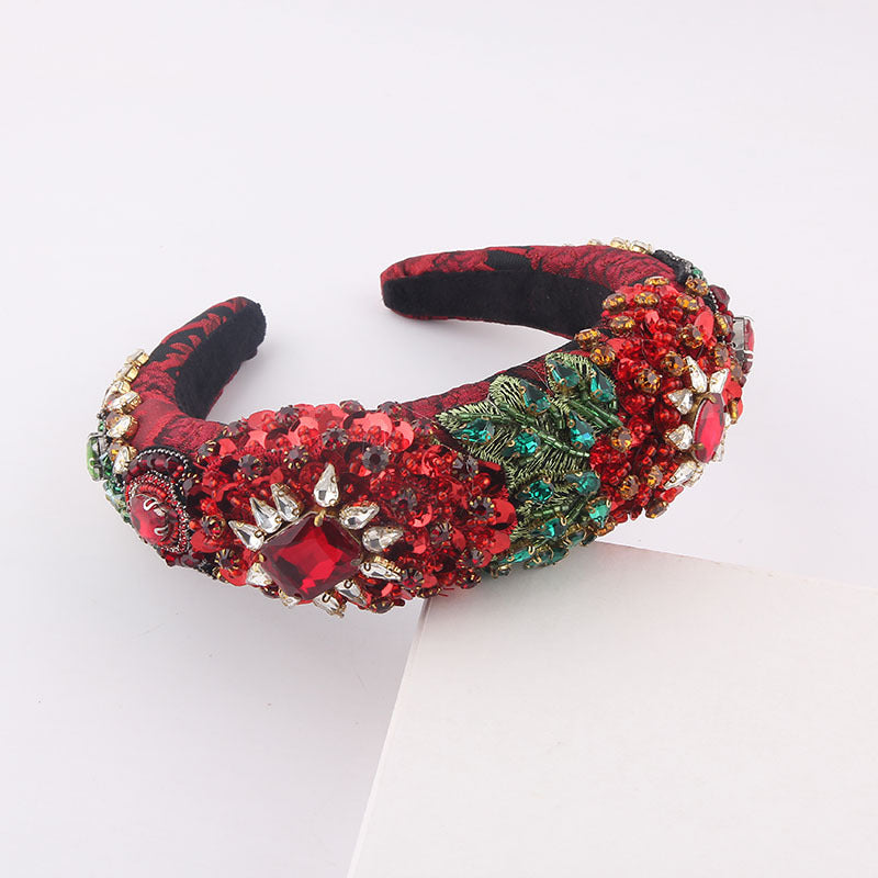 Diamond Leaf Exaggerated Headband - Red