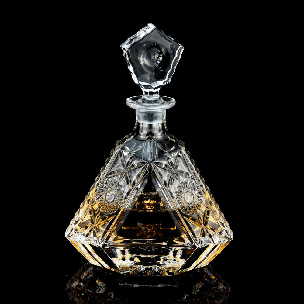 Crystal Whiskey Glass Set with Decanter and 6 Cups - Thickened Liquor Glassware