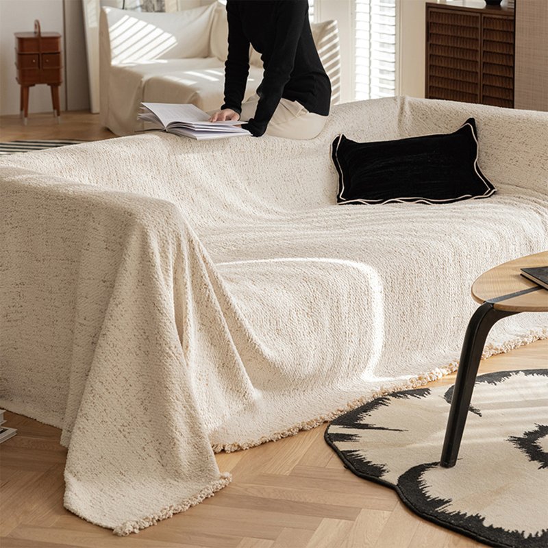 Four Seasons Fur Yarn Sofa Cover - Universal Couch Blanket for Home Decor