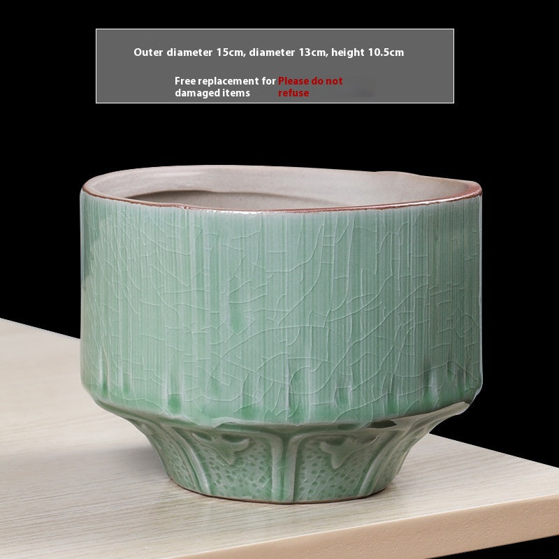 Ceramic Succulent Flowerpot with Ge Kiln Design for Indoor & Outdoor Plants