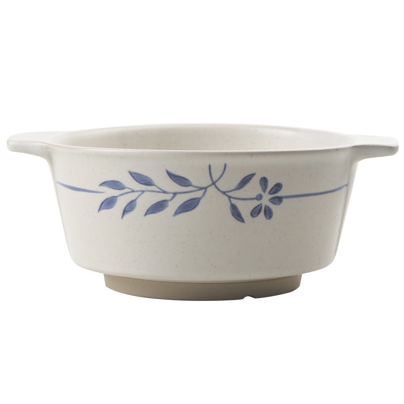 Retro Simple Rice Bowl Set - Household Kitchen Dinnerware with Flower Pattern