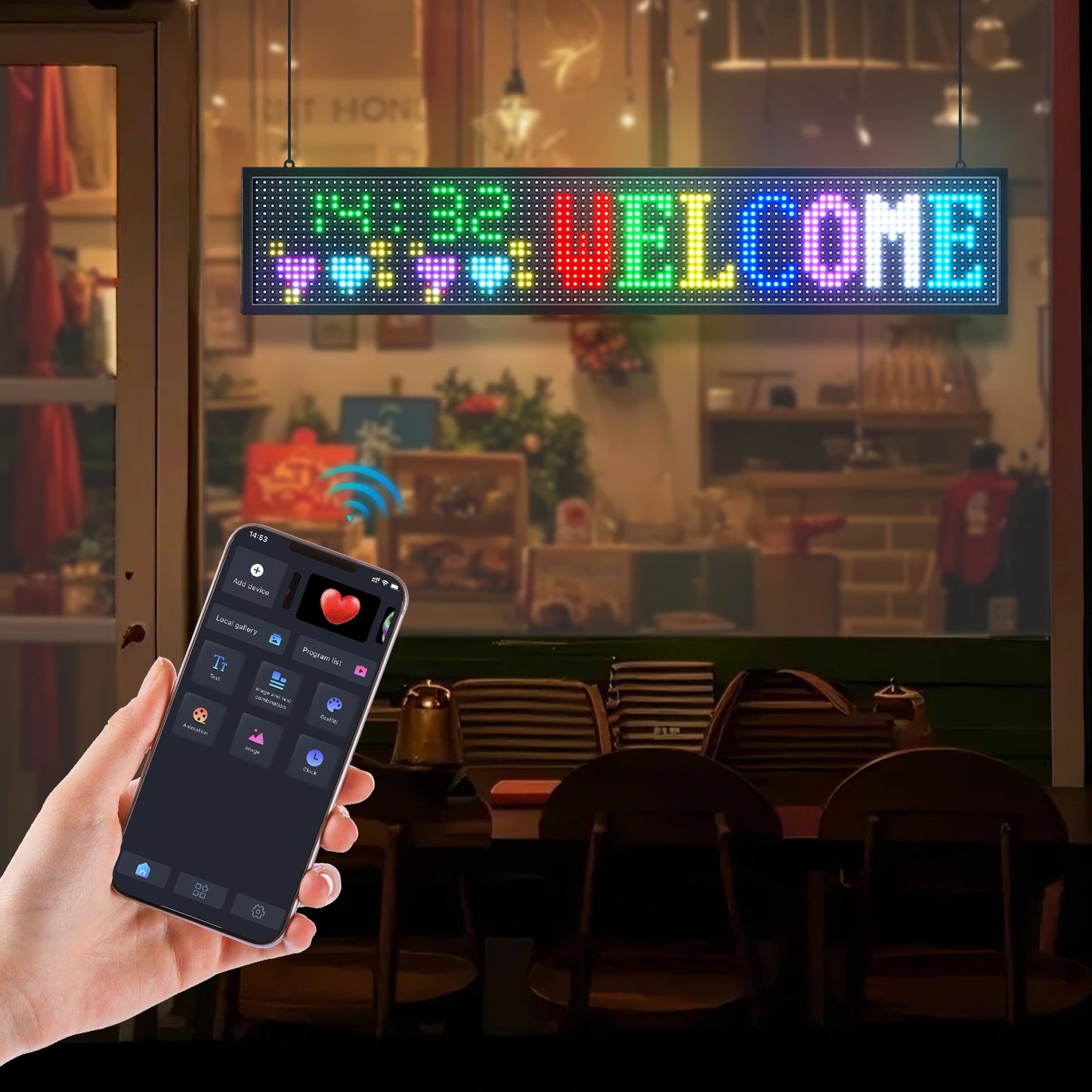 Programmable LED Sign - 40x8 Digital Scrolling Display Board