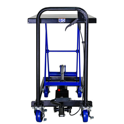 Hydraulic Lift Truck 500 lbs Capacity for Material Handling and Transportation - Steel, Black+Blue