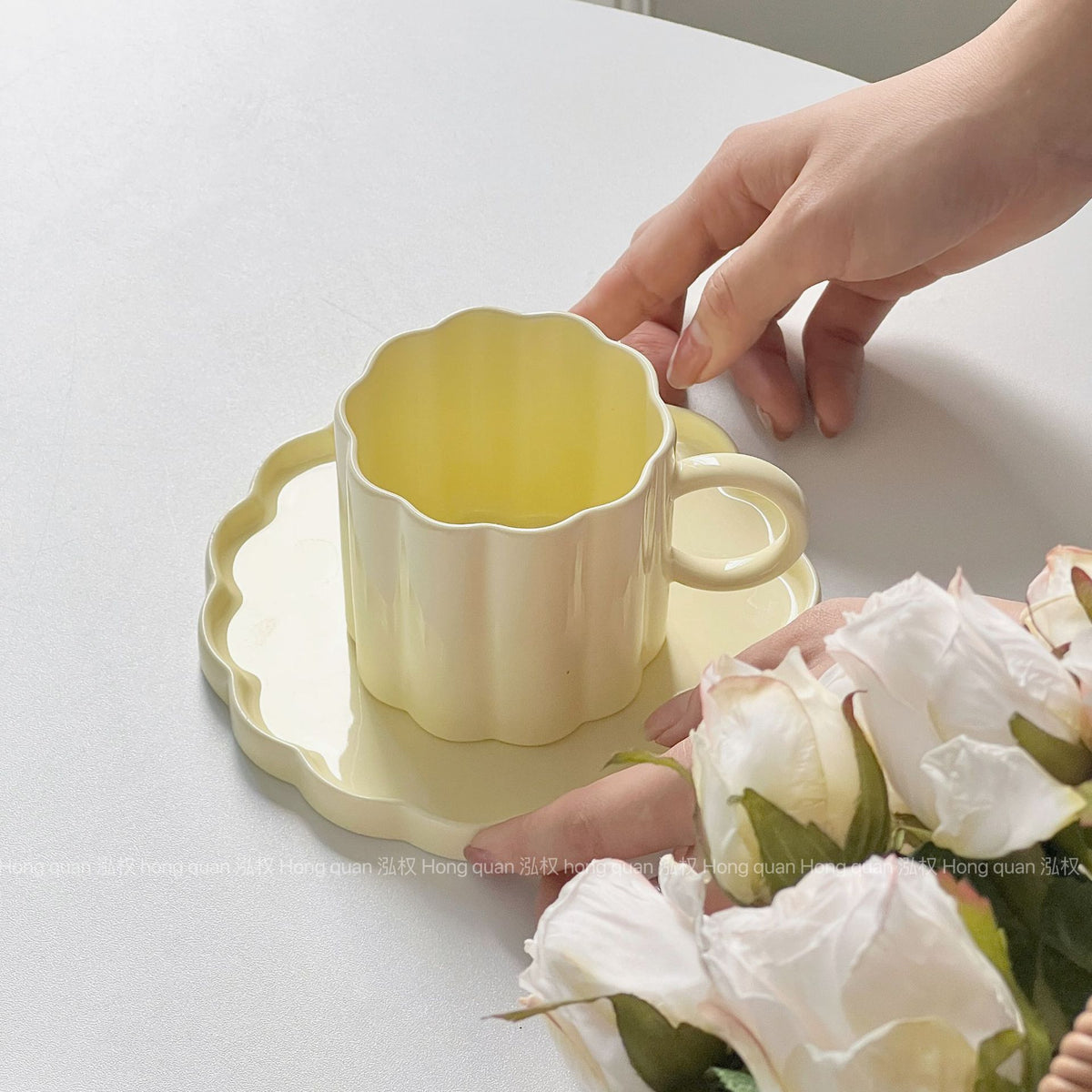 Macaron Color Series Ceramic Cup and Dish Set - Kitchen Decor