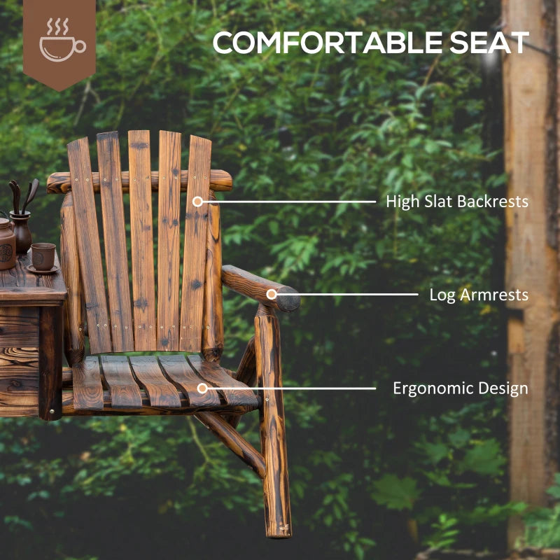 Double Adirondack Loveseat with Ice Bucket - Rustic Brown