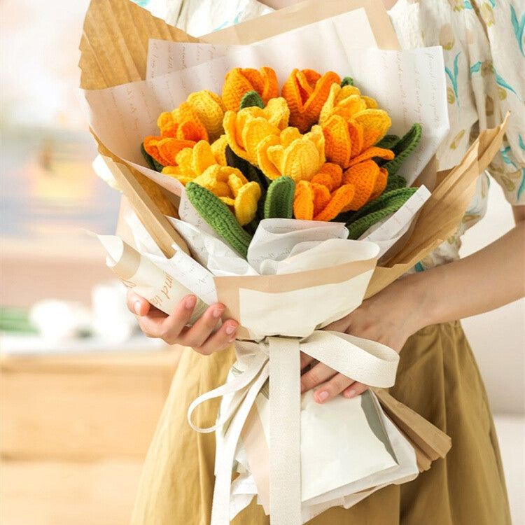 Handmade Crochet Yarn Art Bouquet DIY Craft Kit - Wool Material