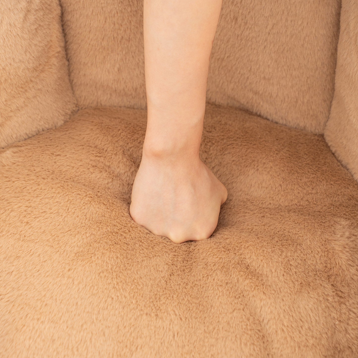 Oversized Faux Fur Bean Bag Chair - Khaki Plush Sofa for Gaming