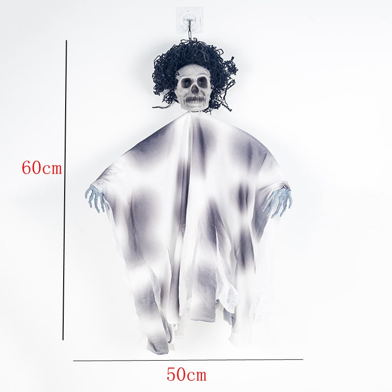 Halloween Hanging Ghost Scene Decorations Set - White & Black Spooky Props