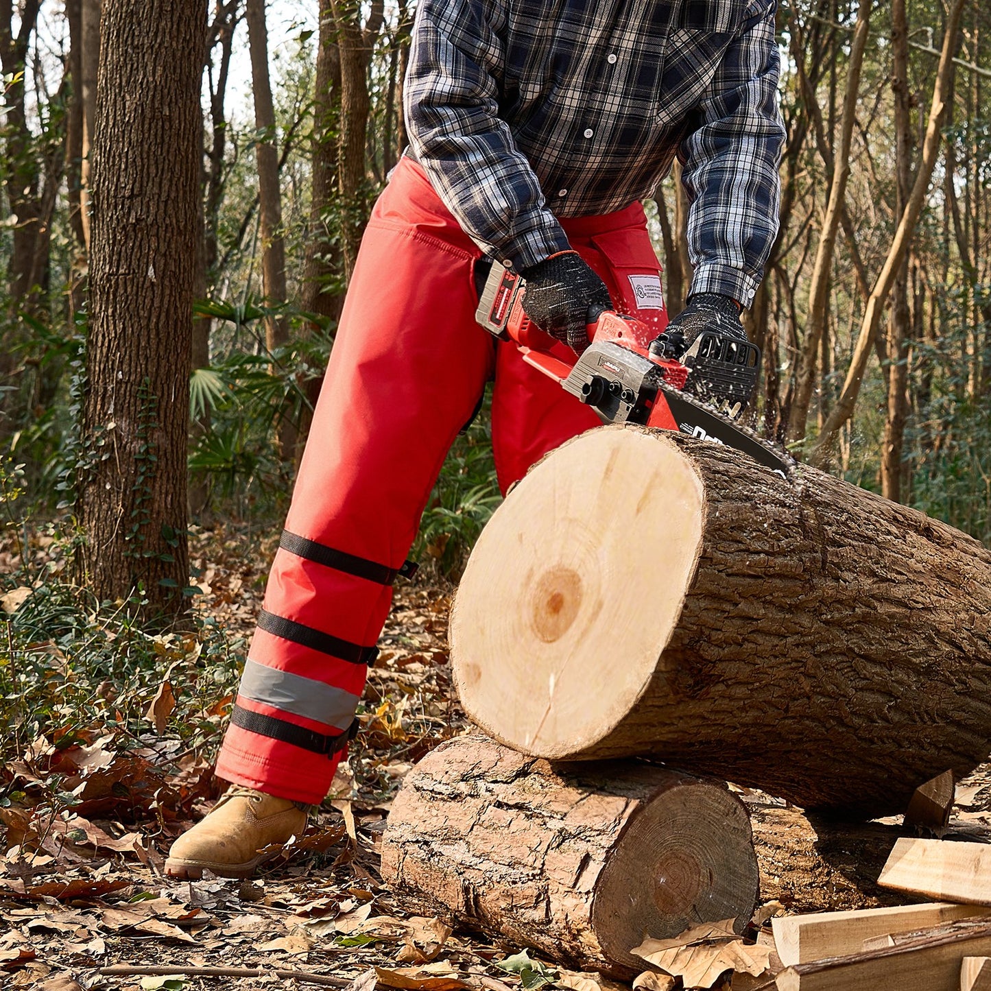 Chainsaw Chaps 39.7in Apron Style Safety Leg Protectors Class D Red