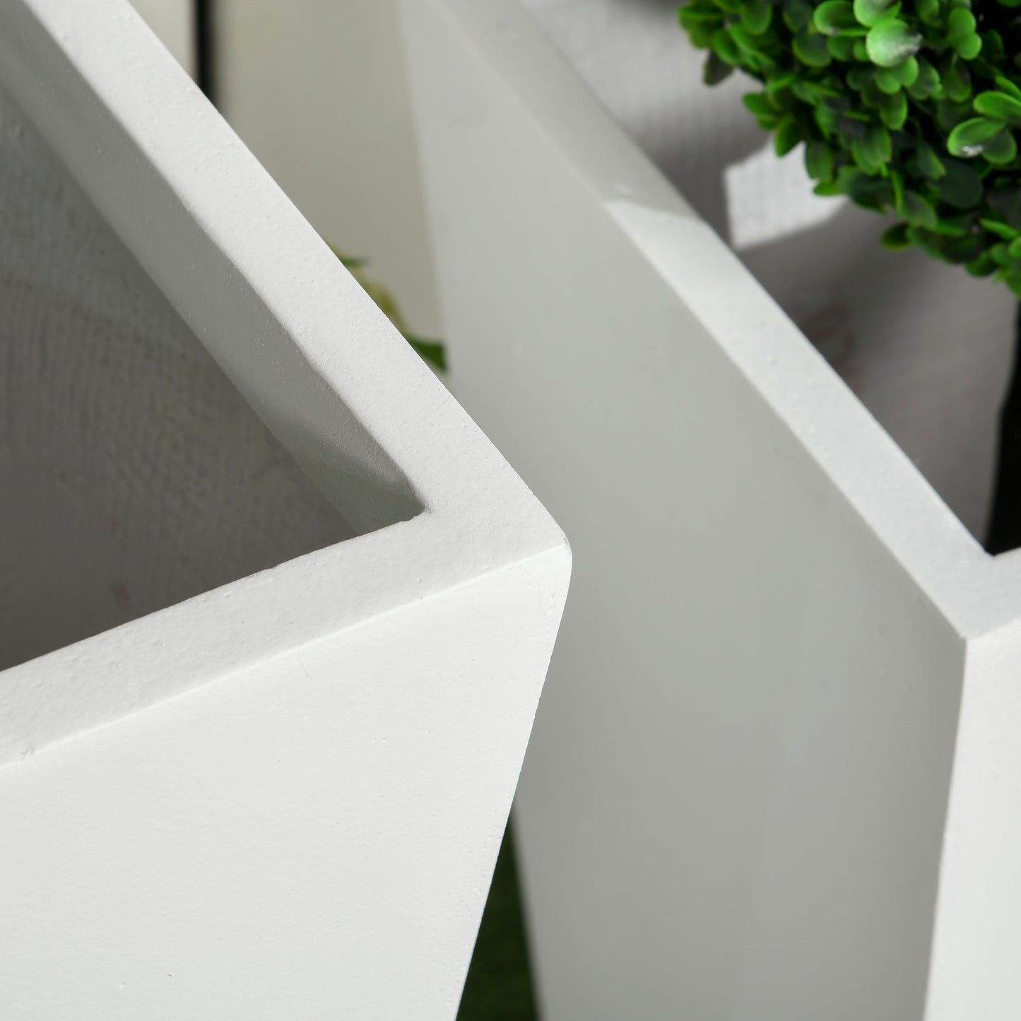 Outdoor Plant Pot Set with Drainage Holes - Large White Garden Planters, Stackable, 18in & 22in