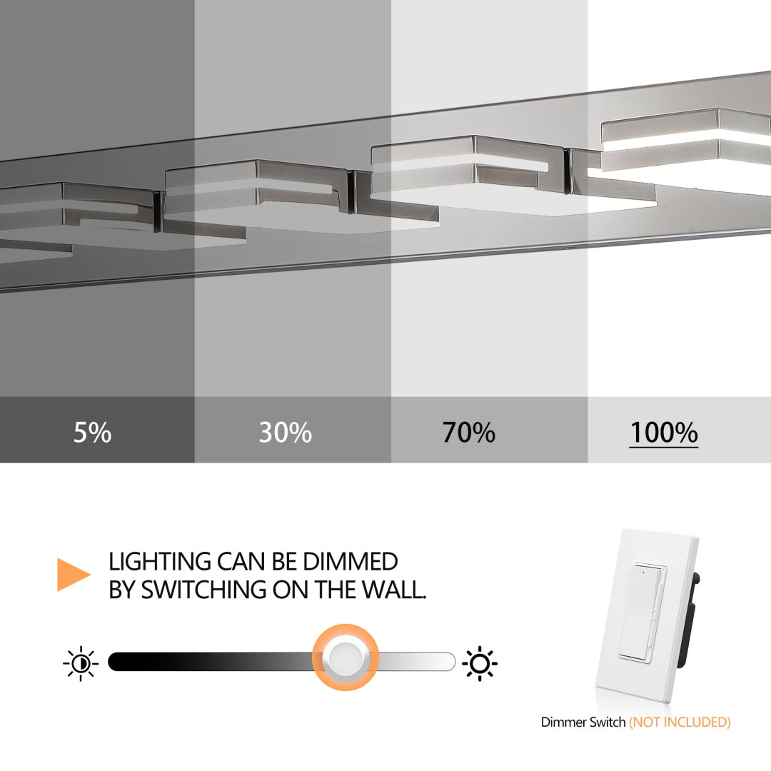 Modern Chrome LED Vanity Light - 5-Light Wall Sconce for Bathroom