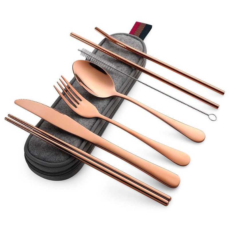 Titanium-Plated Stainless Steel Portable Tableware Set for Home & Dining