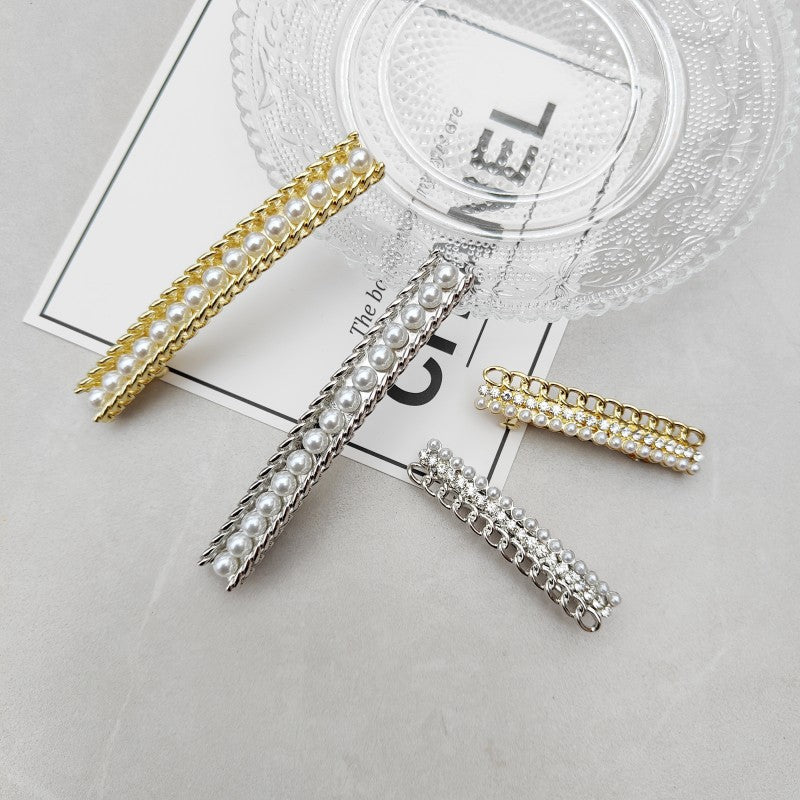 Pearl Diamond Hair Clip Spring - Gold & Silver, 2 Sizes