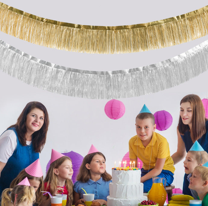 Festive Tinsel Curtain Tassel Banner for Celebrations Home Decor