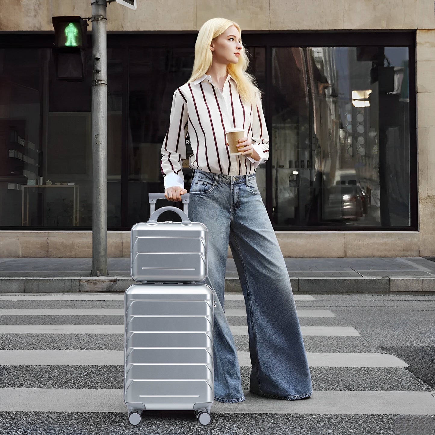 14 20 2 Pcs Set In ABS Spinner Wheel Luggage, With Combination