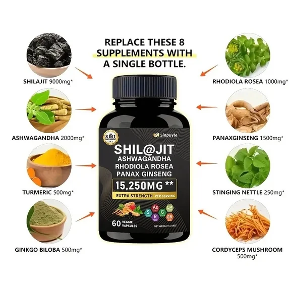 Sea Moss & Shilajit Ashwagandha Supplement Bundle - 120 Capsules Total
