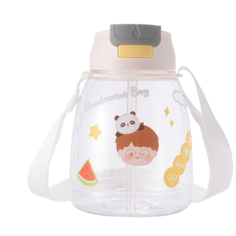 Children's Leak-Proof Plastic Water Cup with Straw - Double & Single Styles