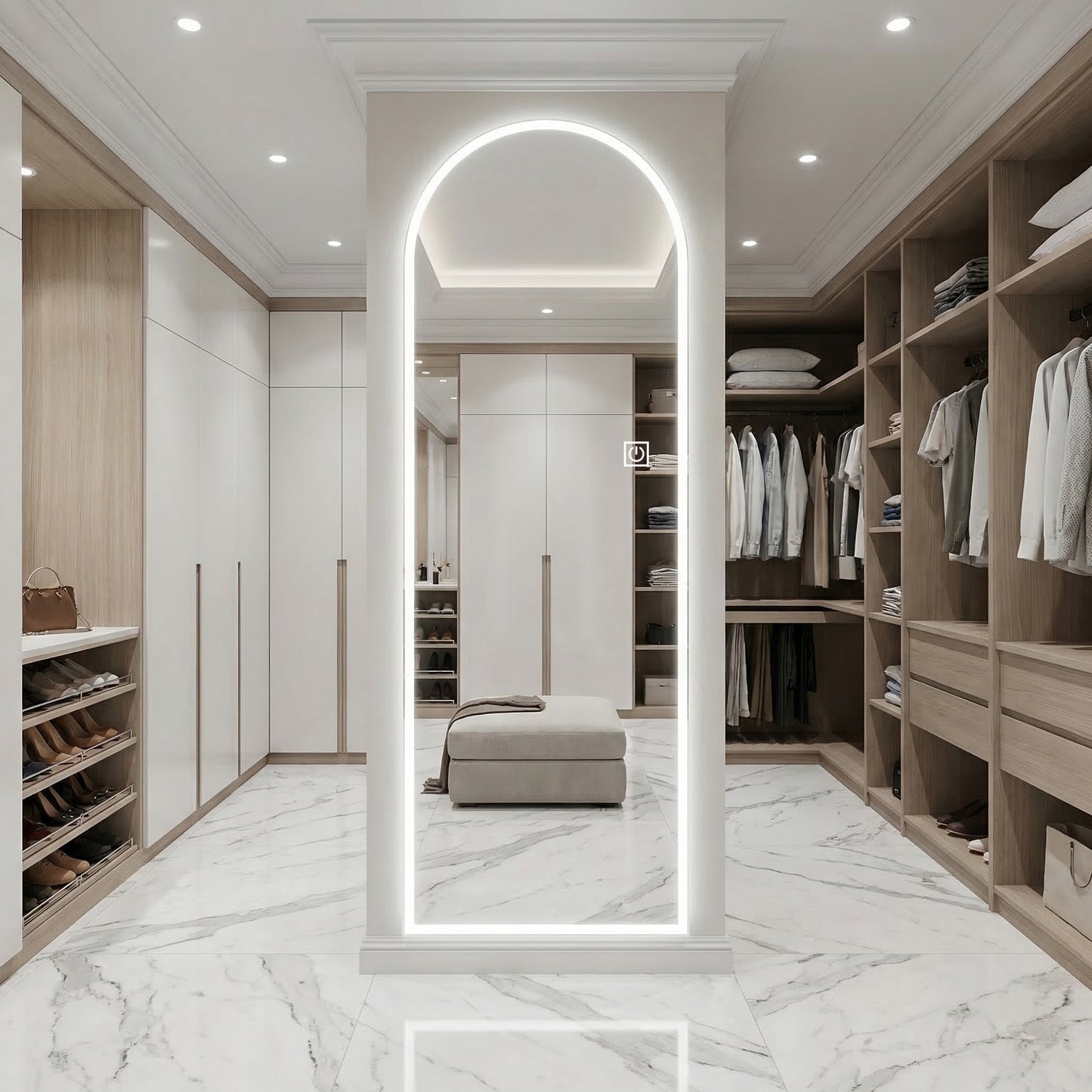 LED Full Length Wall Mirror - 65" x 21" with Dimmable Lighting