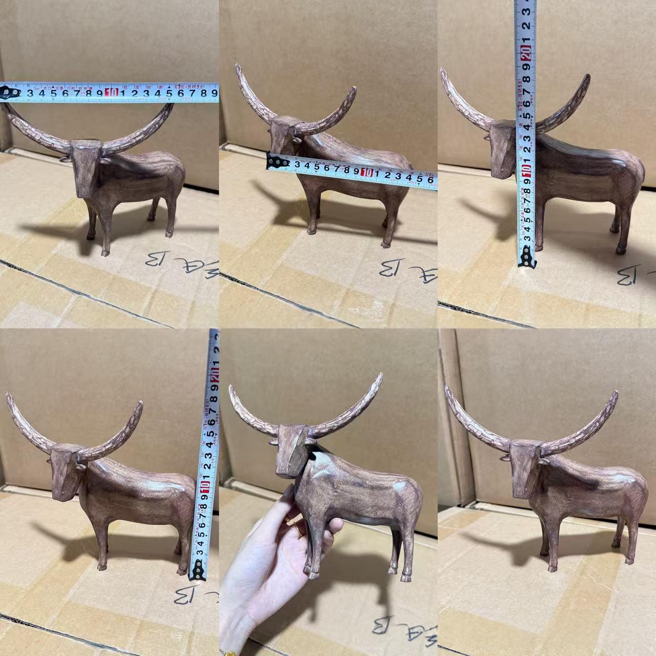 Long-Horned Bull Animal Figurine for Home Decor Display - Modern Minimalist