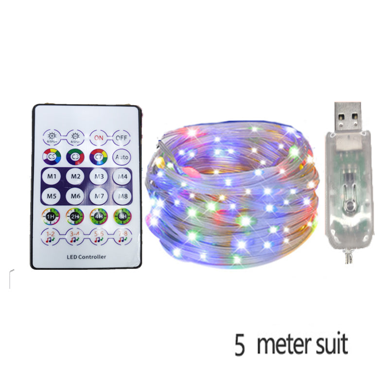 Outdoor RGB LED Rope Lights with Remote Control - 200 LEDs, Plug-In, Durable String Lighting