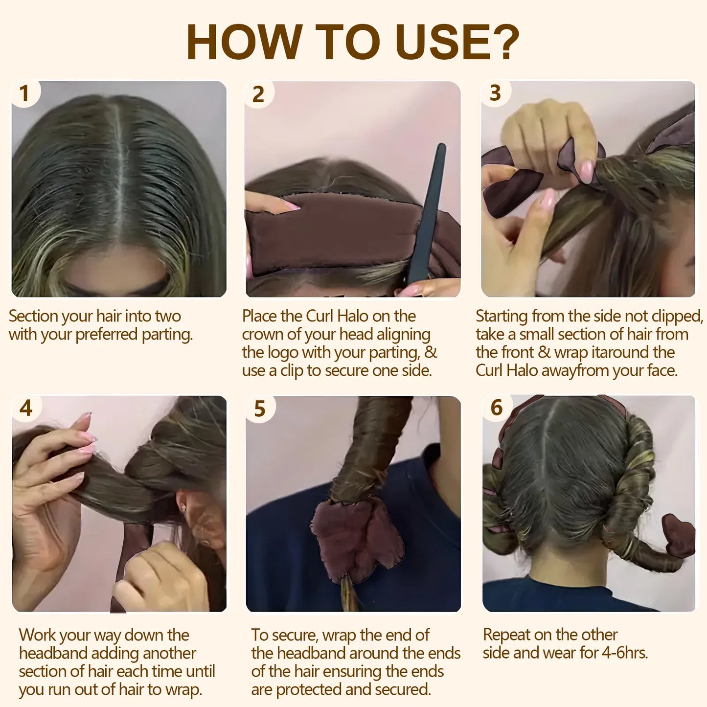 Satin Heatless Hair Curler Set - Overnight Frizz-Free Curls - Brown