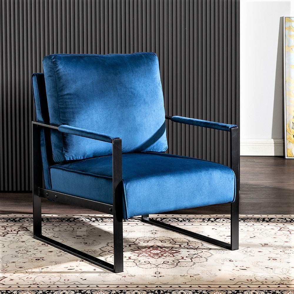 Classic Mid Century Modern Accent Chair With Durable Square Metal