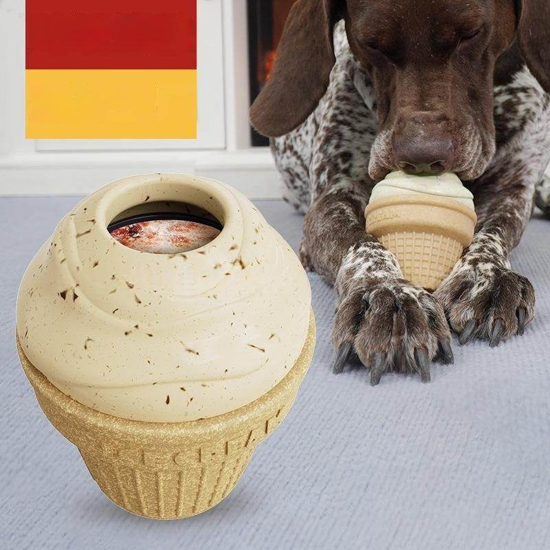 Interactive Dog Toy Ice Cream Shape Chew-Resistant Treat Dispenser